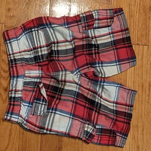 Navy blue red and white striped shorts